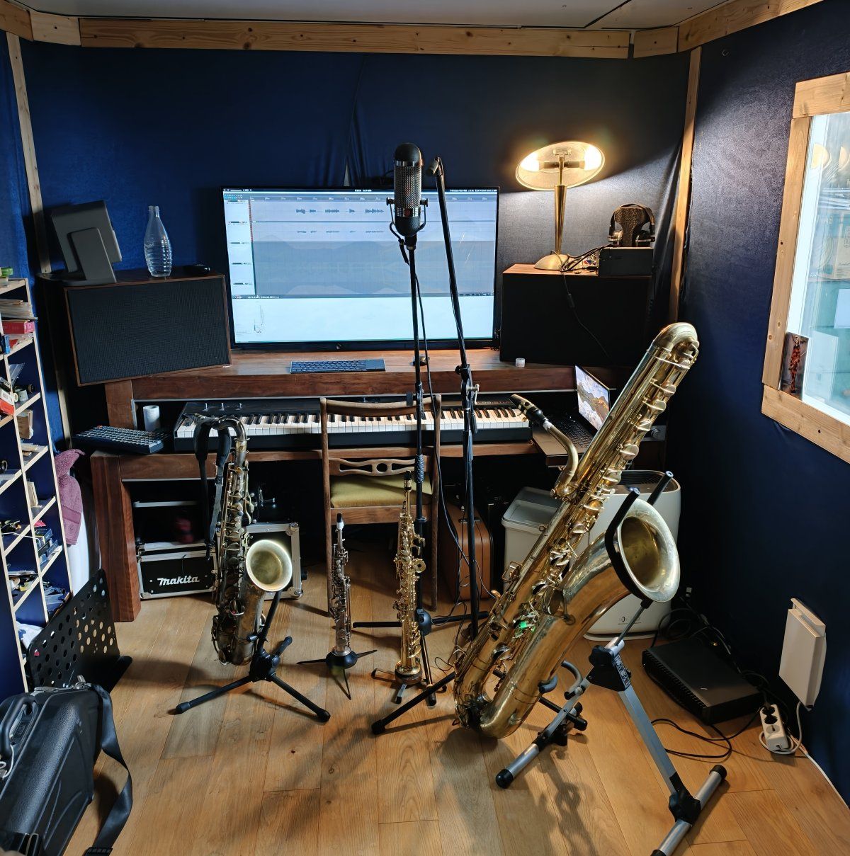 Home recording studio in Ostend, Belgium, where session saxophonist John Dikeman records sopranino, soprano, alto, tenor, and bass saxophone remotely for your tracks